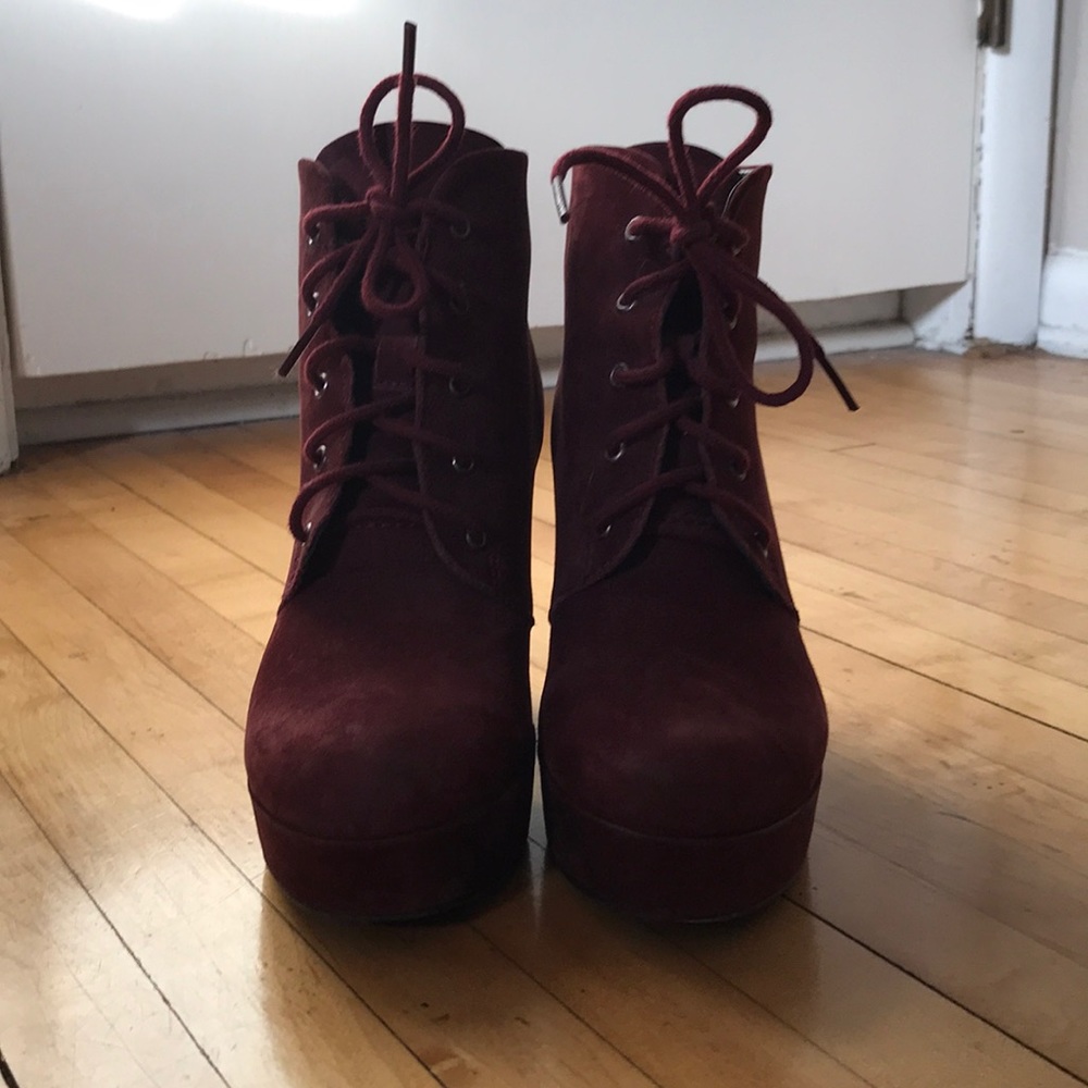 Raspberry Suede Platform Shoes